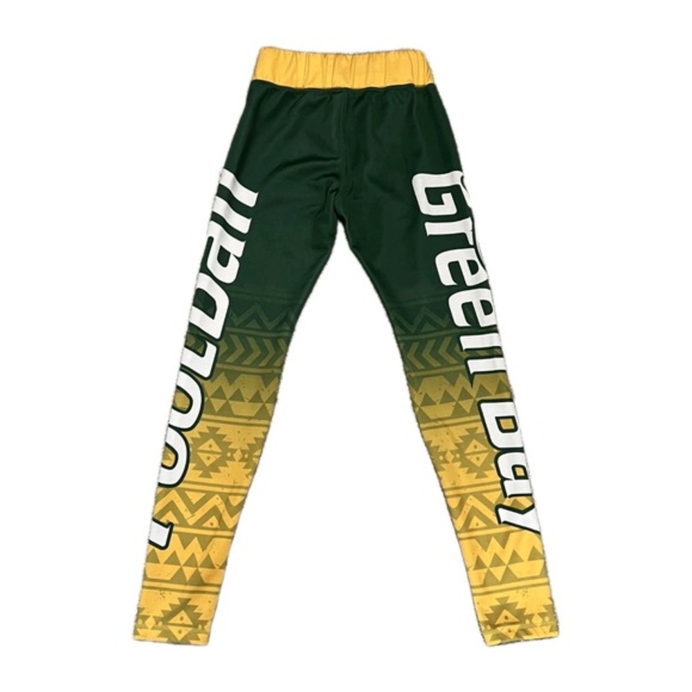Womens Xlusion Clothing Green Bay Football Leggings Green/Gold/White Size M